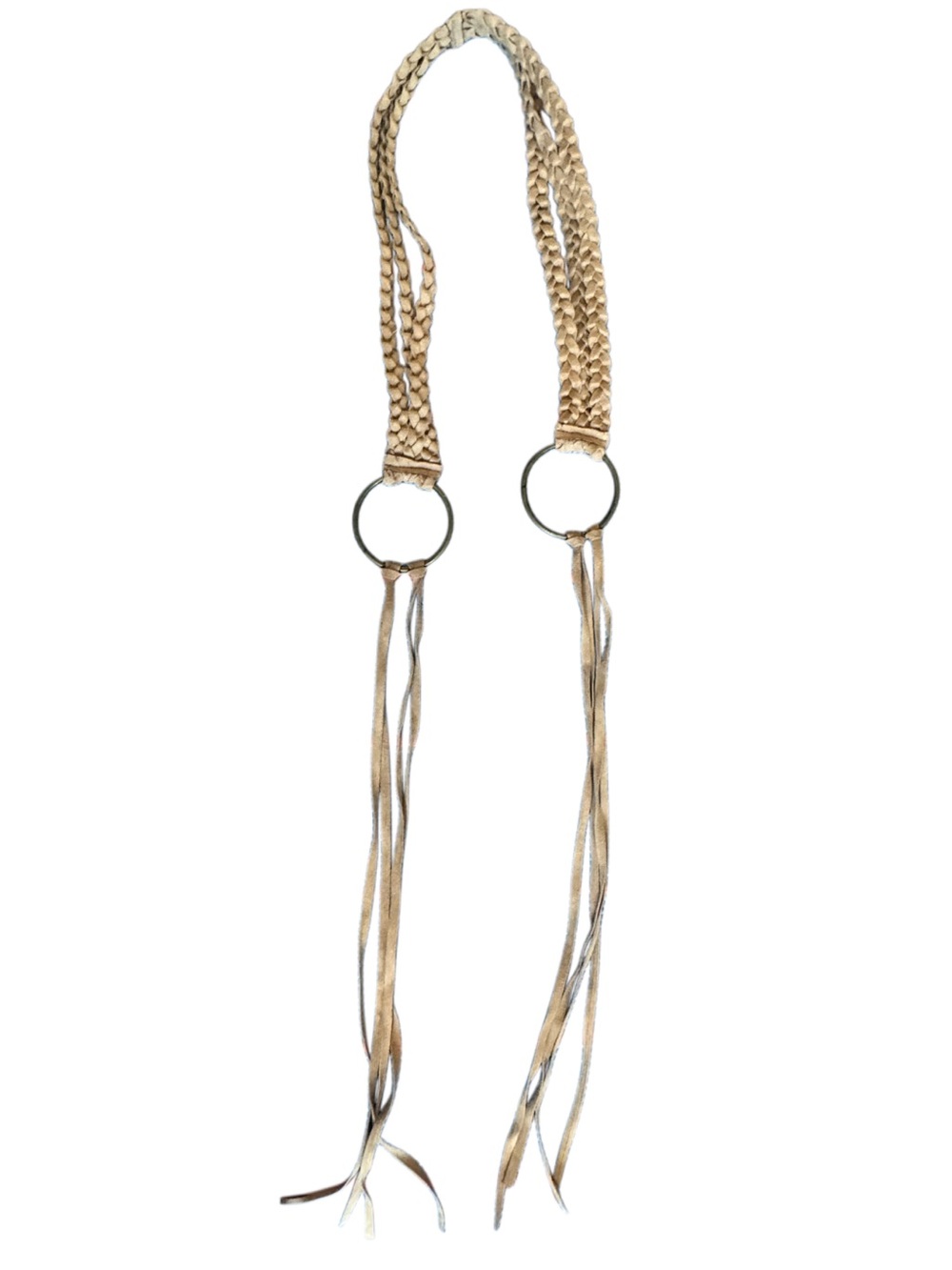 Braided Metallic Gold Belt with Rings and Fringe